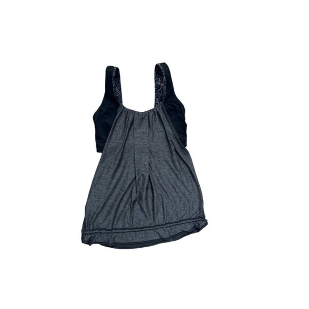 Lululemon Tank Top Built-In Bra Drawstring Cinch Patterned Strap Gray 6